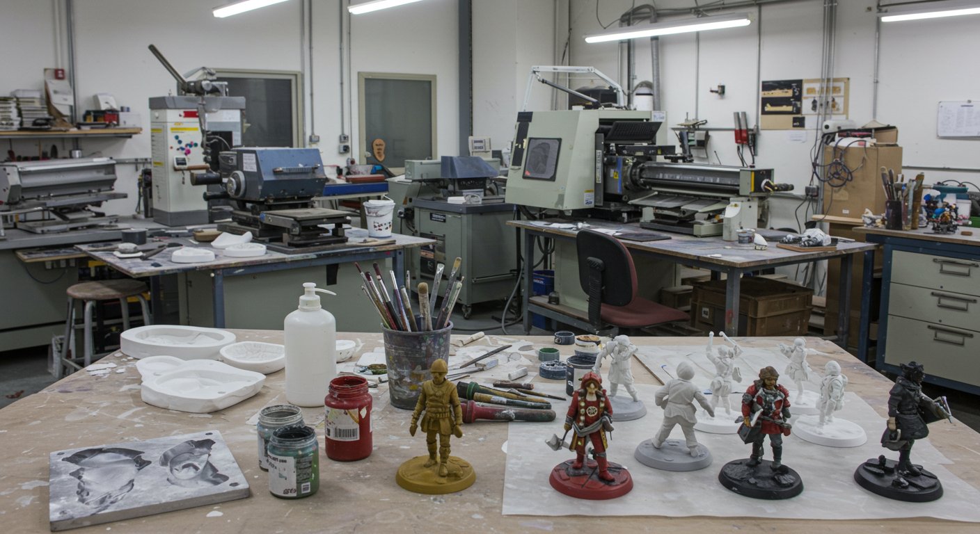 Процесс печати сувенирных фигур в мастерской