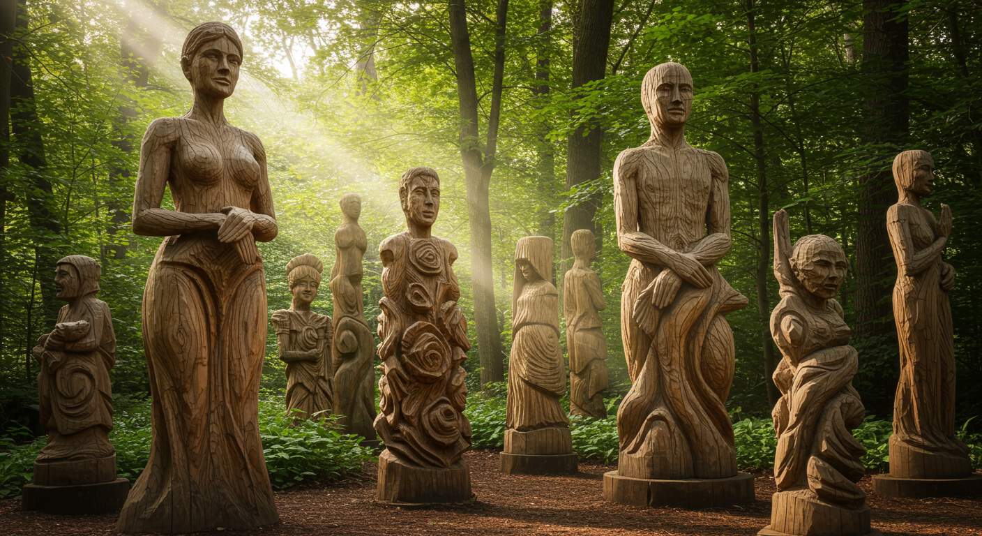 Деревянные скульптуры для интерьера и сада